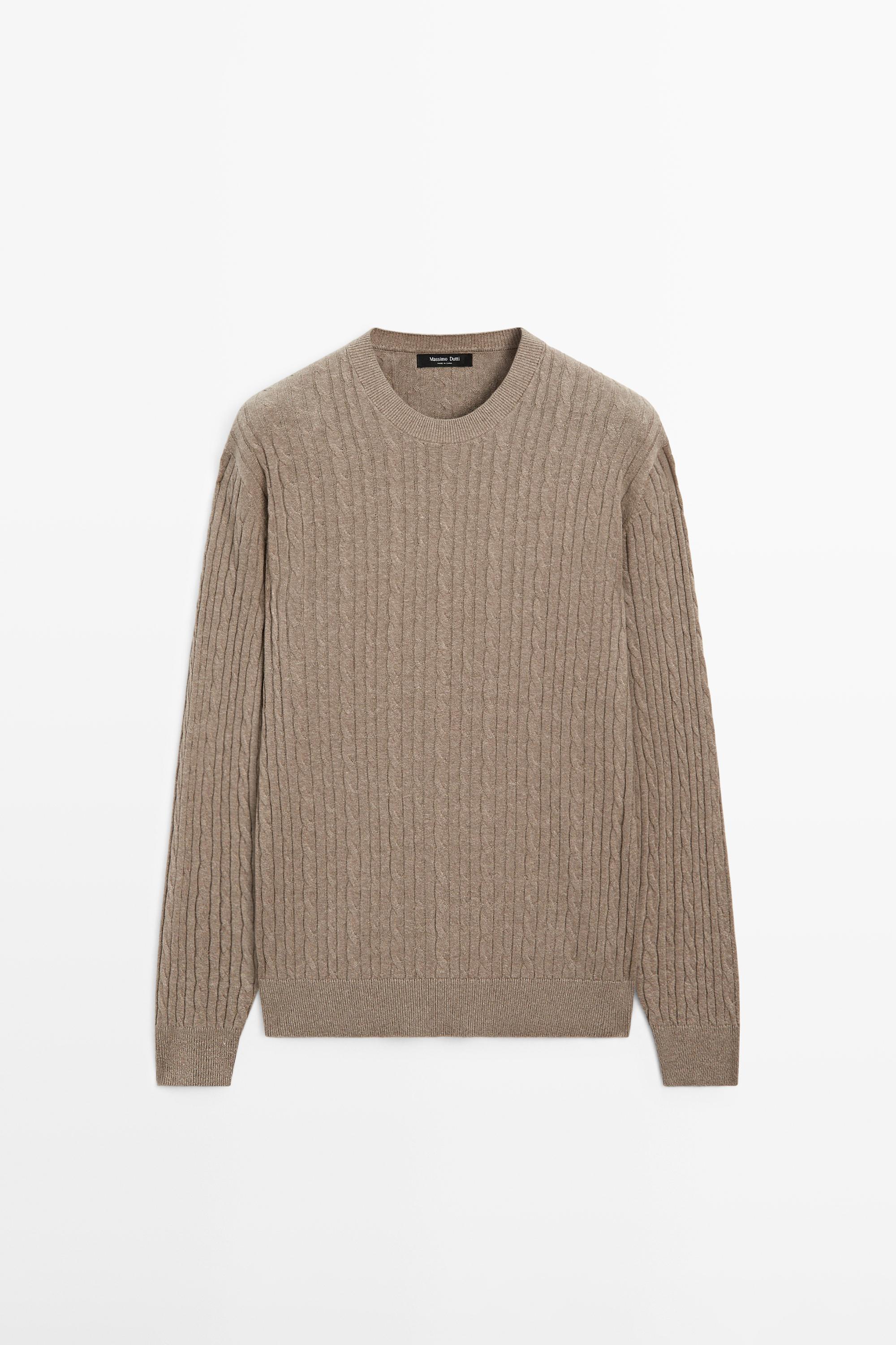 Cotton blend cable-knit sweater